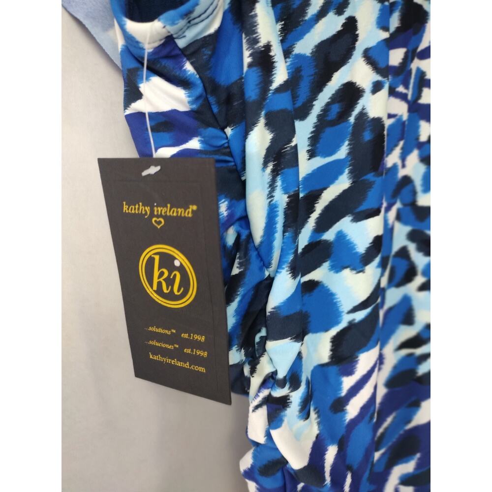 Kathy Ireland Blue Swimsuit One Shoulder Ruffle Size 12 NWTS - Picture 4 of 6